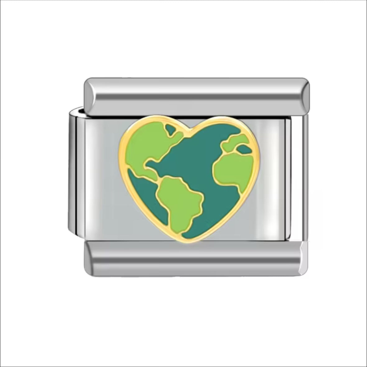 Heart Shaped World Silver Charm