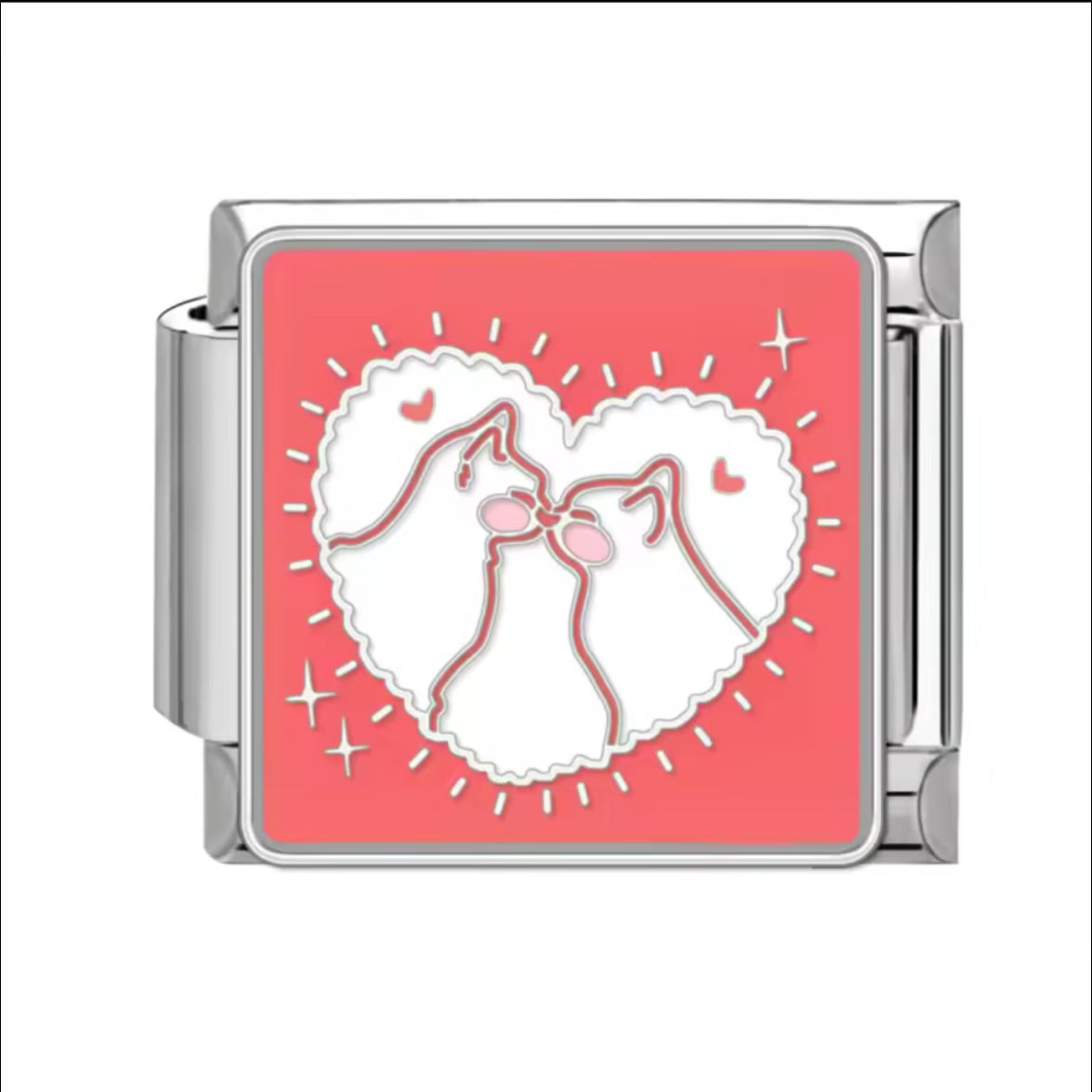 Kissing Cats Silver Charm