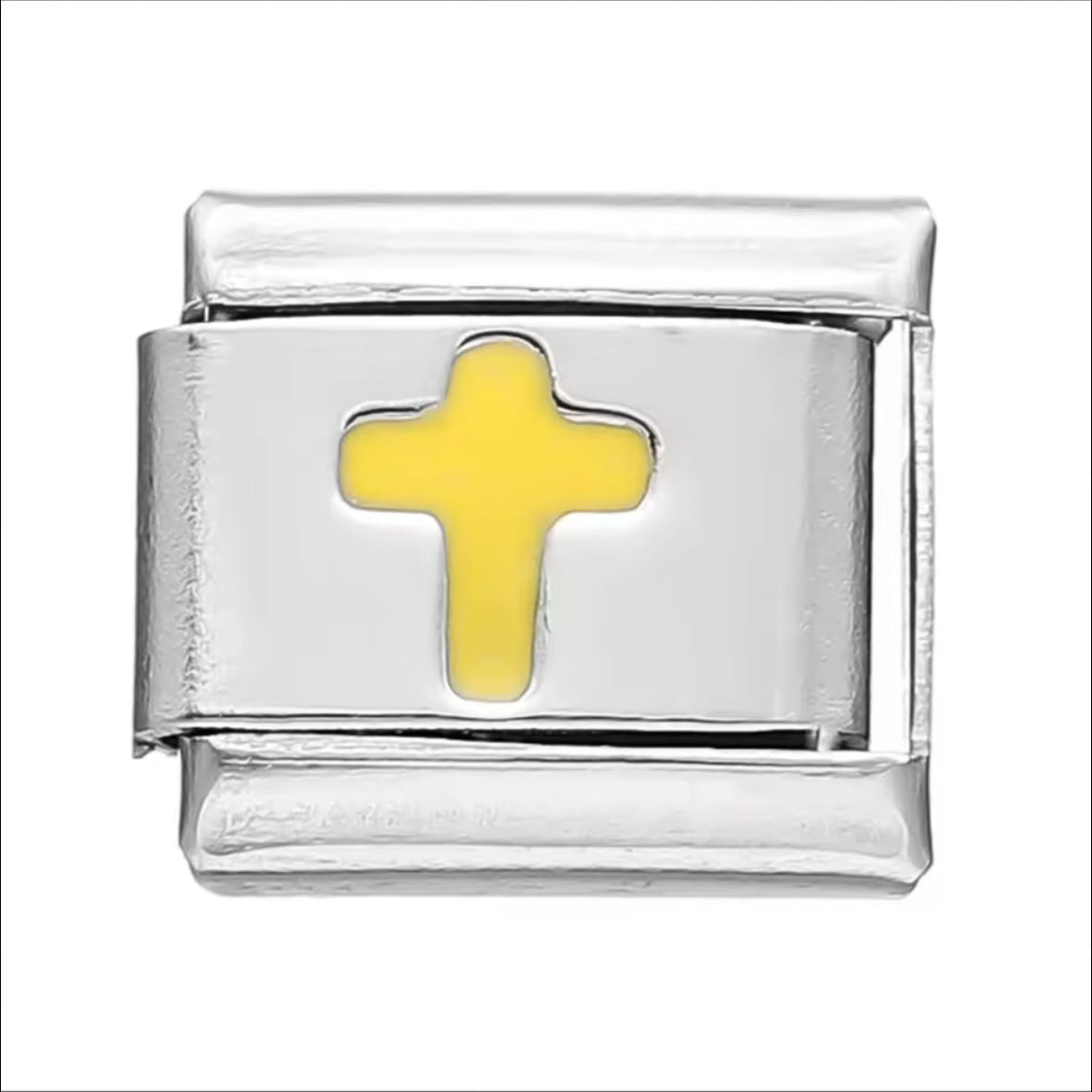 Yellow Cross Silver Charm
