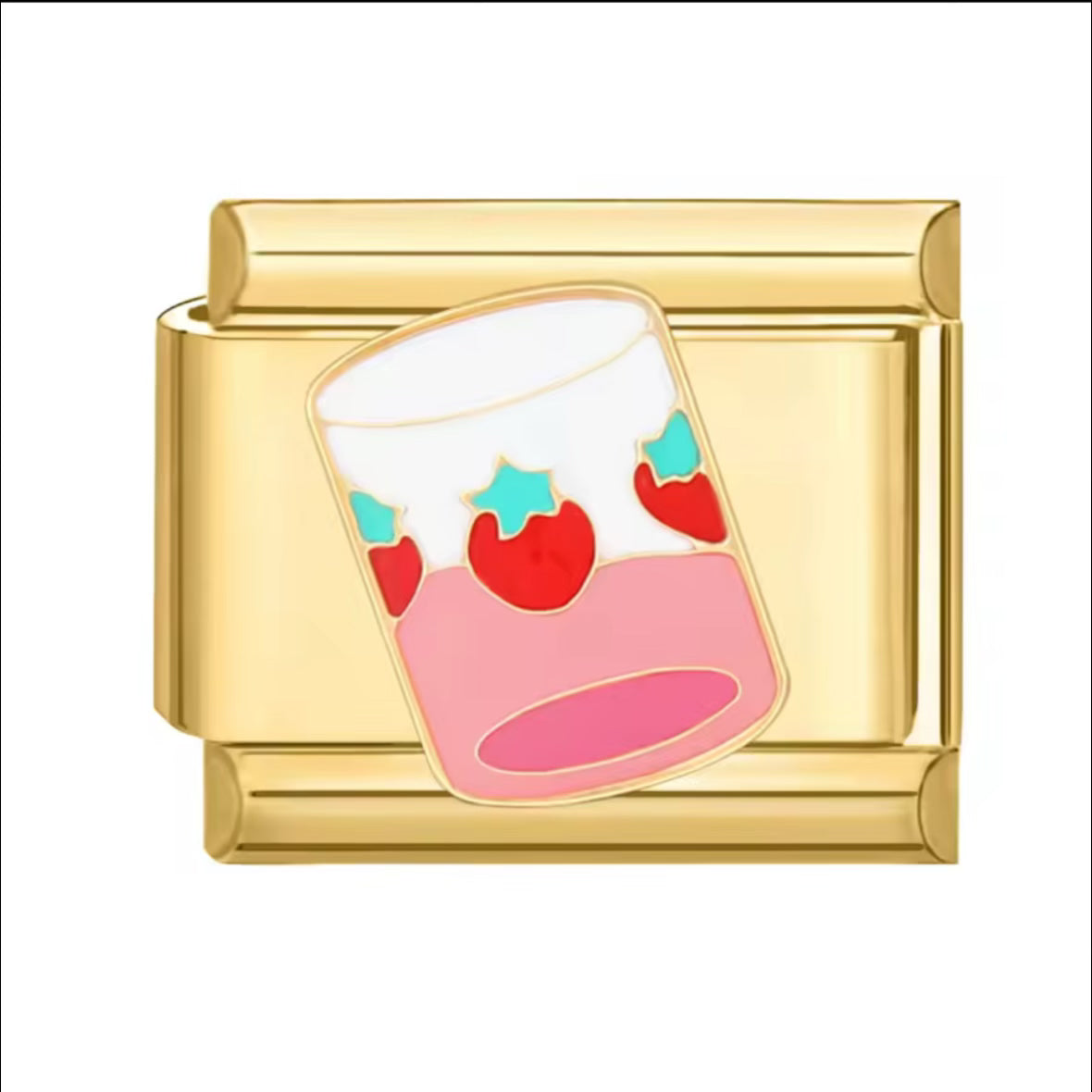 Strawberry Glass Golden Charm