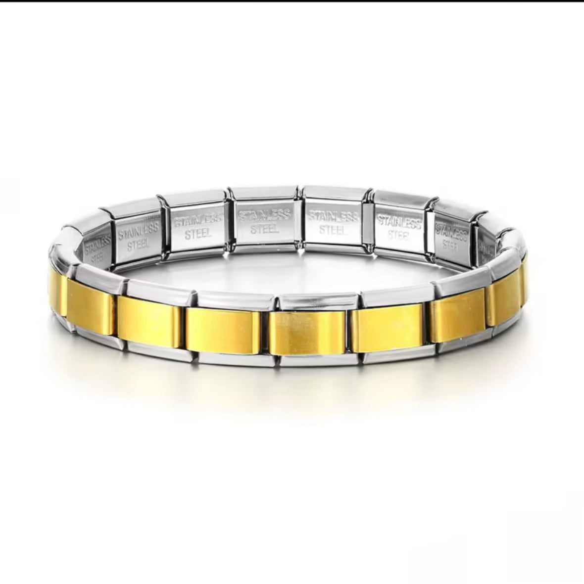 Silver Outlined Gold Charm Bracelet