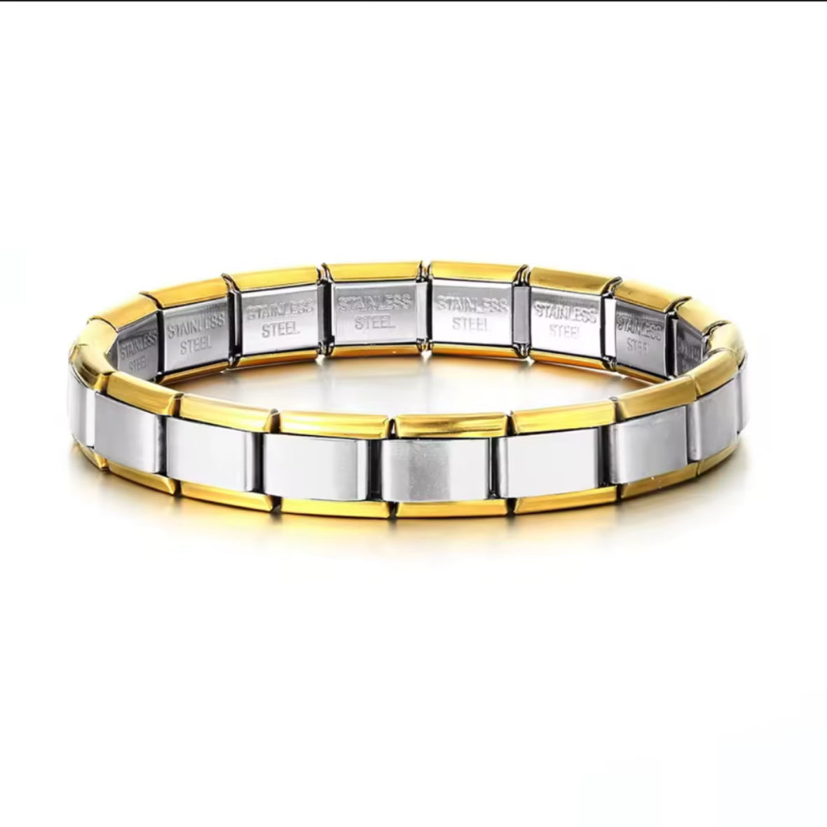 Gold Outlined Silver Charm Bracelet