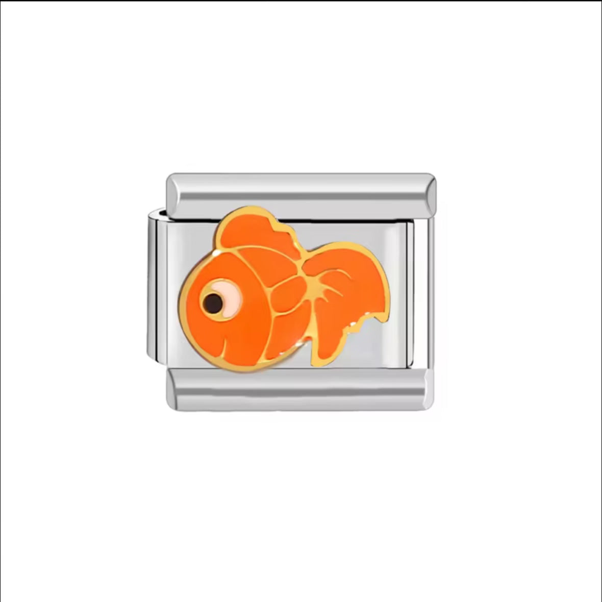 Orange Fish Silver Charm