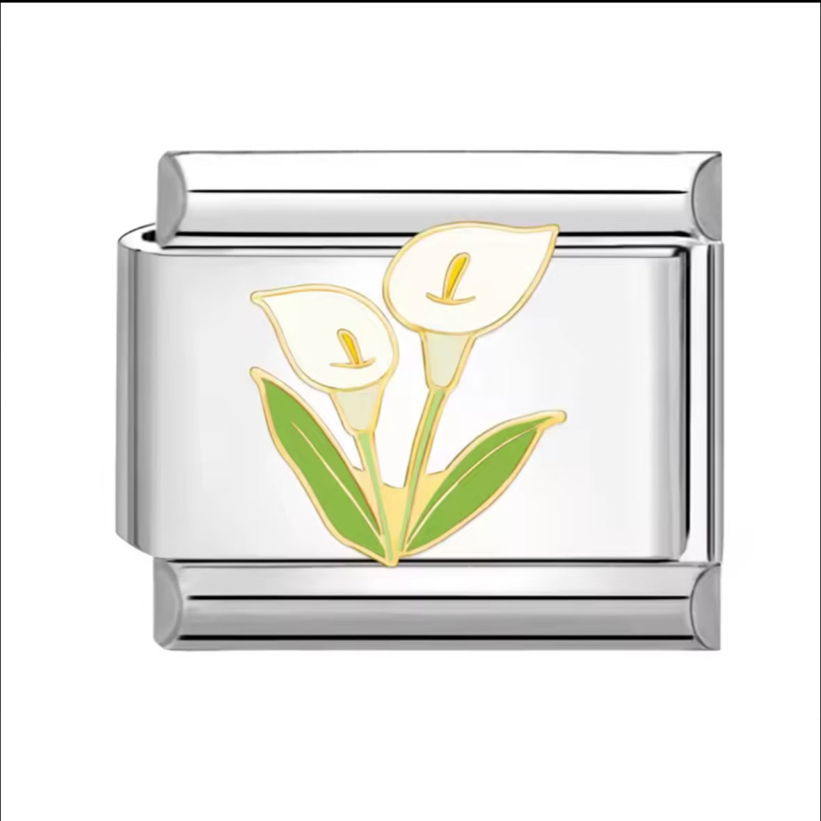 White Flower Silver Charm