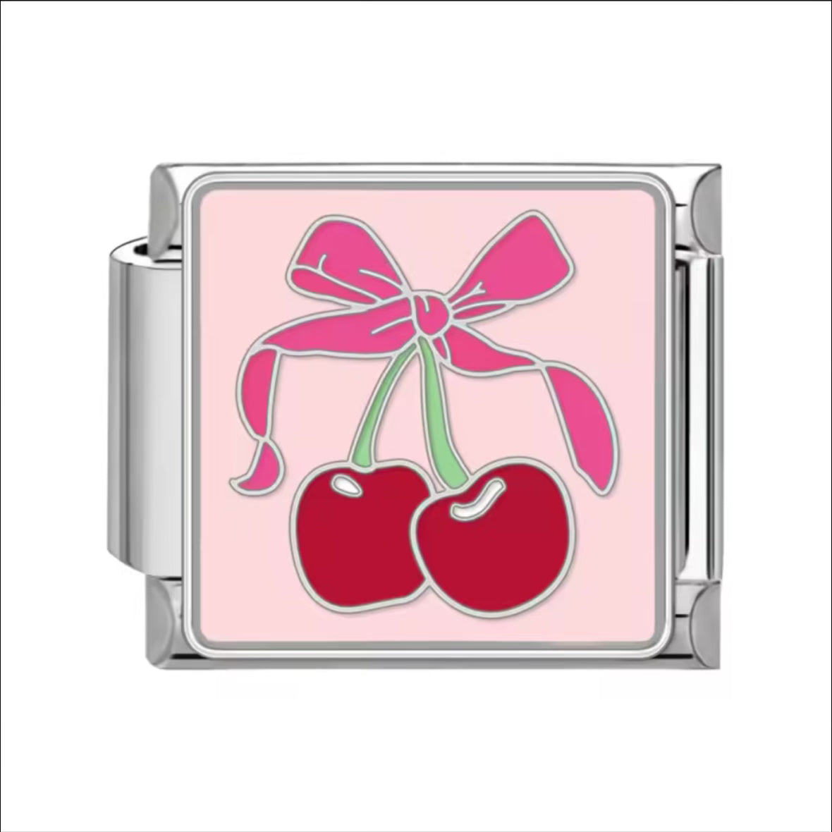 Pink Cherry Silver Charm